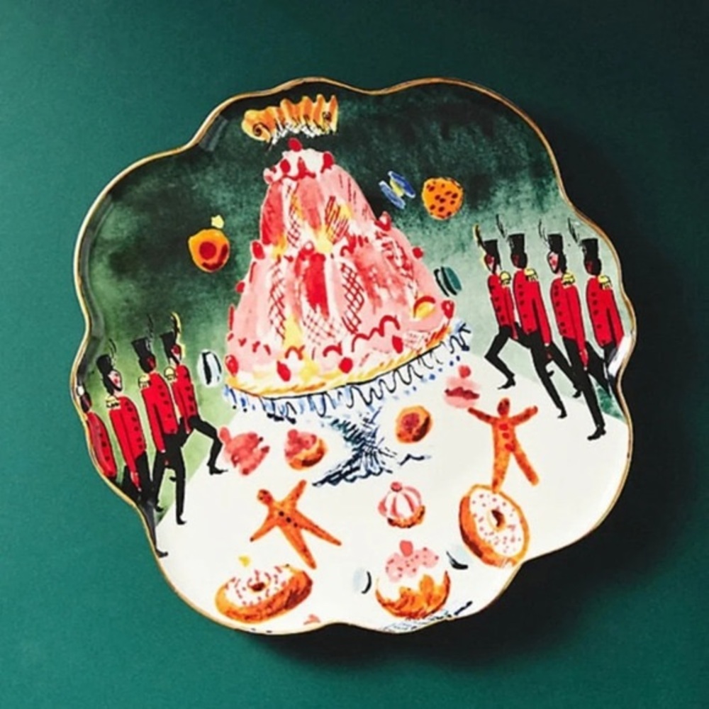Set 4  Anthropologie Pauline de Roussy de Sales Christmas Nutcracker Side Plates